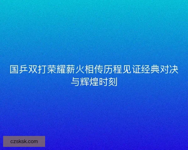 国乒双打荣耀薪火相传历程见证经典对决与辉煌时刻
