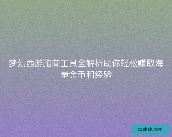 梦幻西游跑商工具全解析助你轻松赚取海量金币和经验