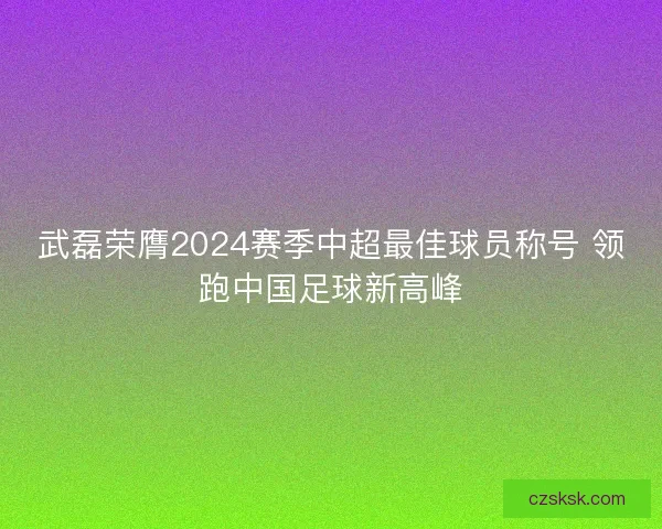武磊荣膺2024赛季中超最佳球员称号 领跑中国足球新高峰