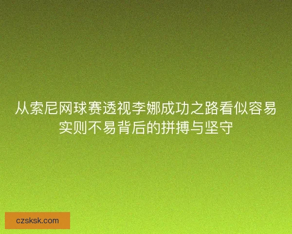 从索尼网球赛透视李娜成功之路看似容易实则不易背后的拼搏与坚守