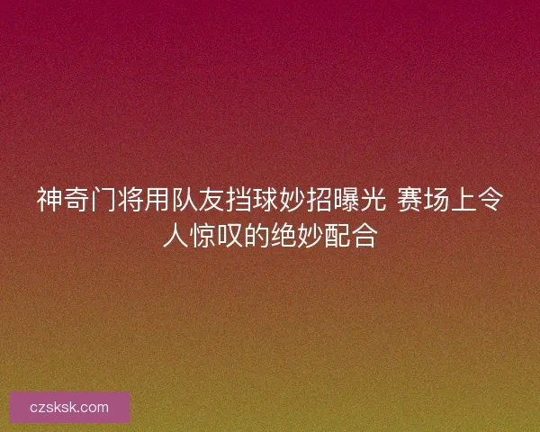 神奇门将用队友挡球妙招曝光 赛场上令人惊叹的绝妙配合
